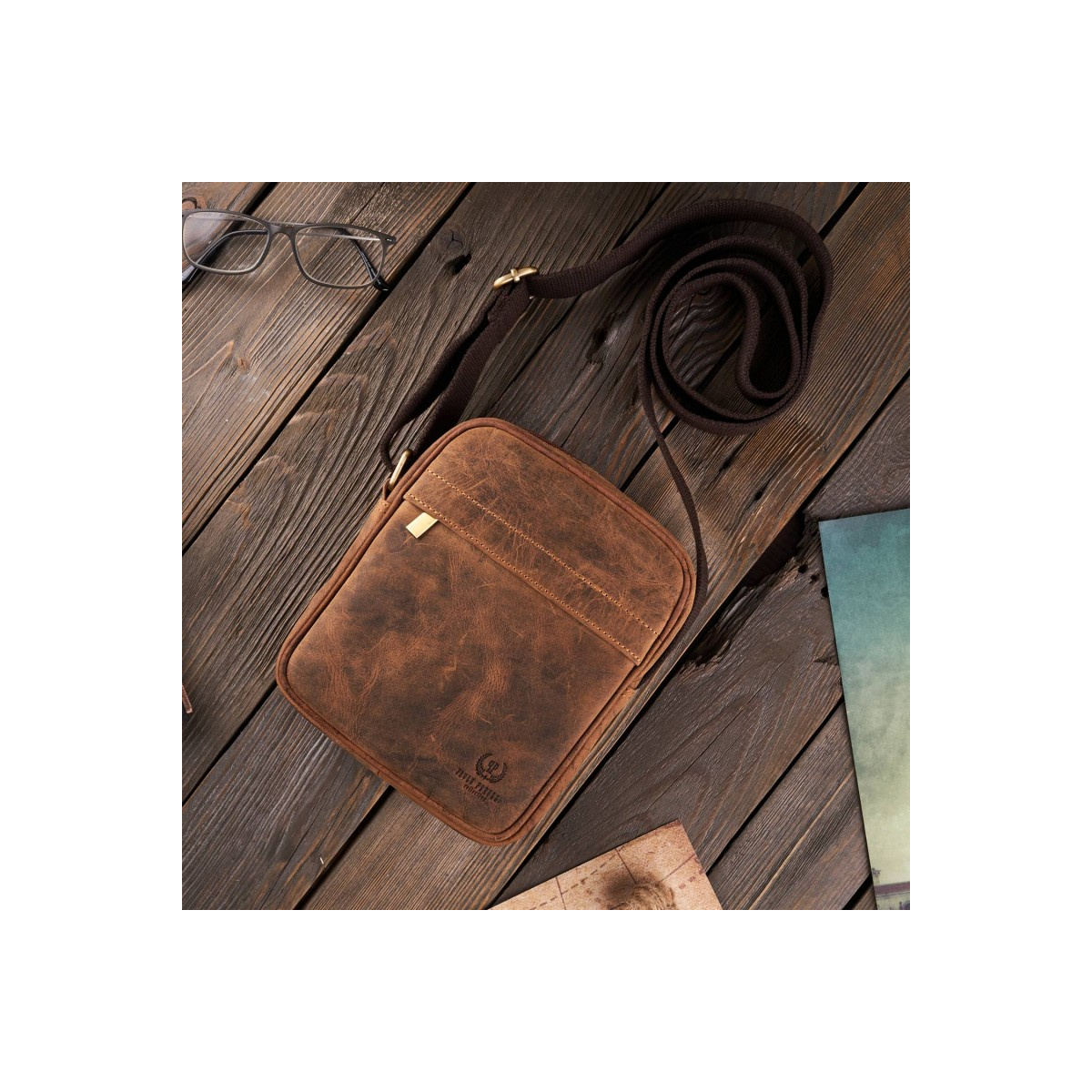 Kožená pánska hnedá crossbody taška DARBY