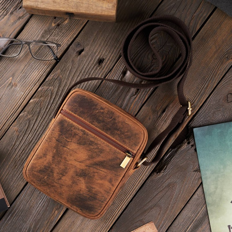 Kožená pánska hnedá crossbody taška DARBY