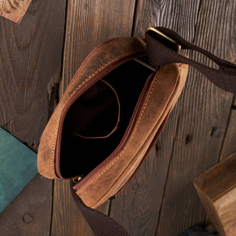 Kožená pánska hnedá crossbody taška DARBY