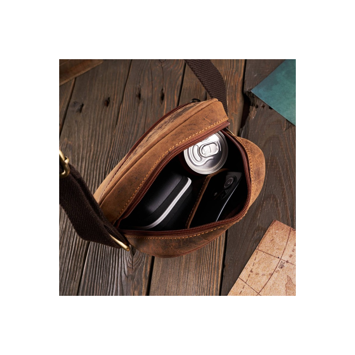 Kožená pánska hnedá crossbody taška DARBY