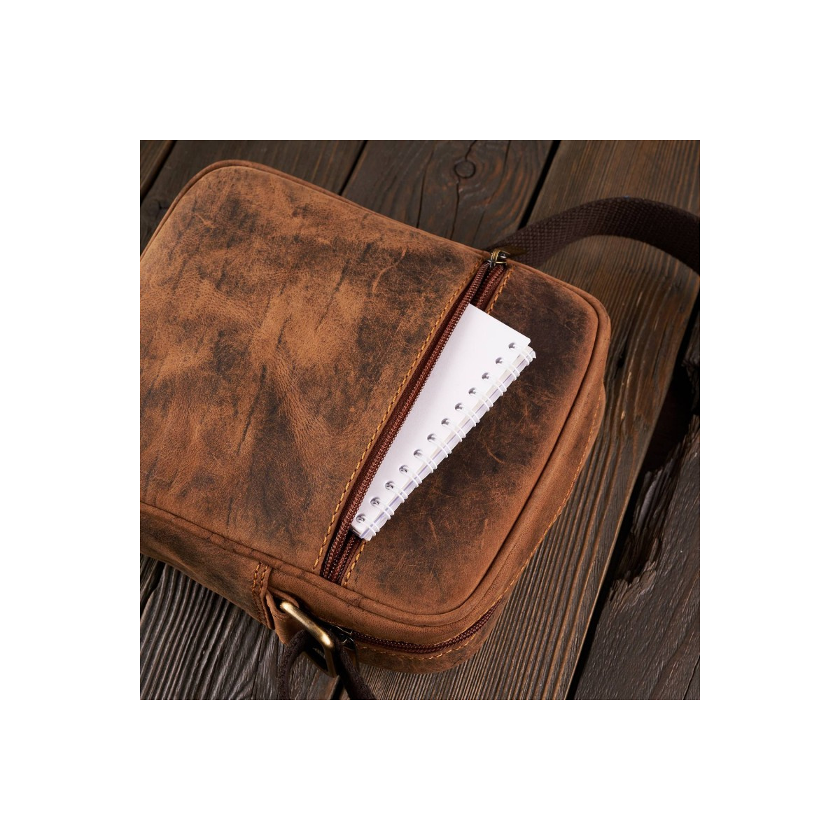 Kožená pánska hnedá crossbody taška DARBY