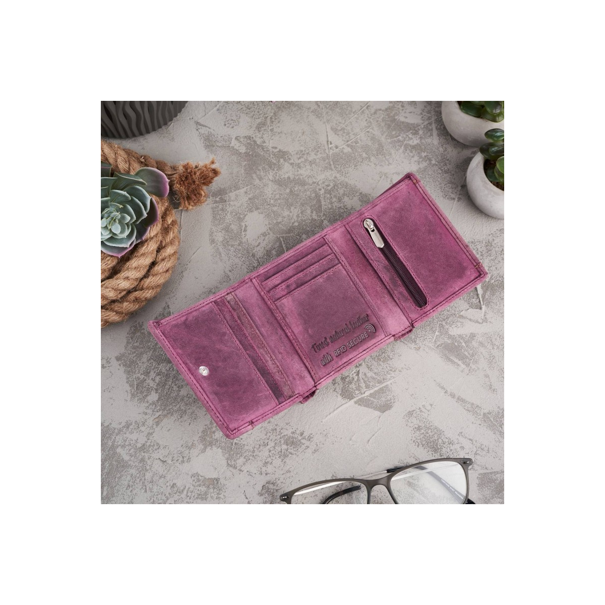 Kožená dámska ružová peňaženka VIENNA