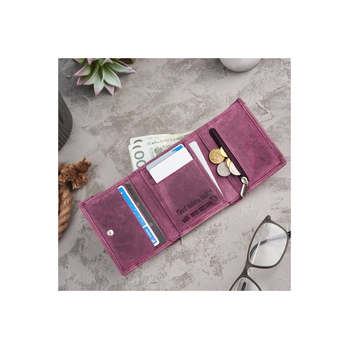 Kožená dámska ružová peňaženka VIENNA