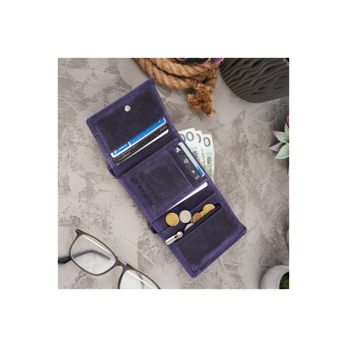 Kožená dámska fialová peňaženka VIENNA