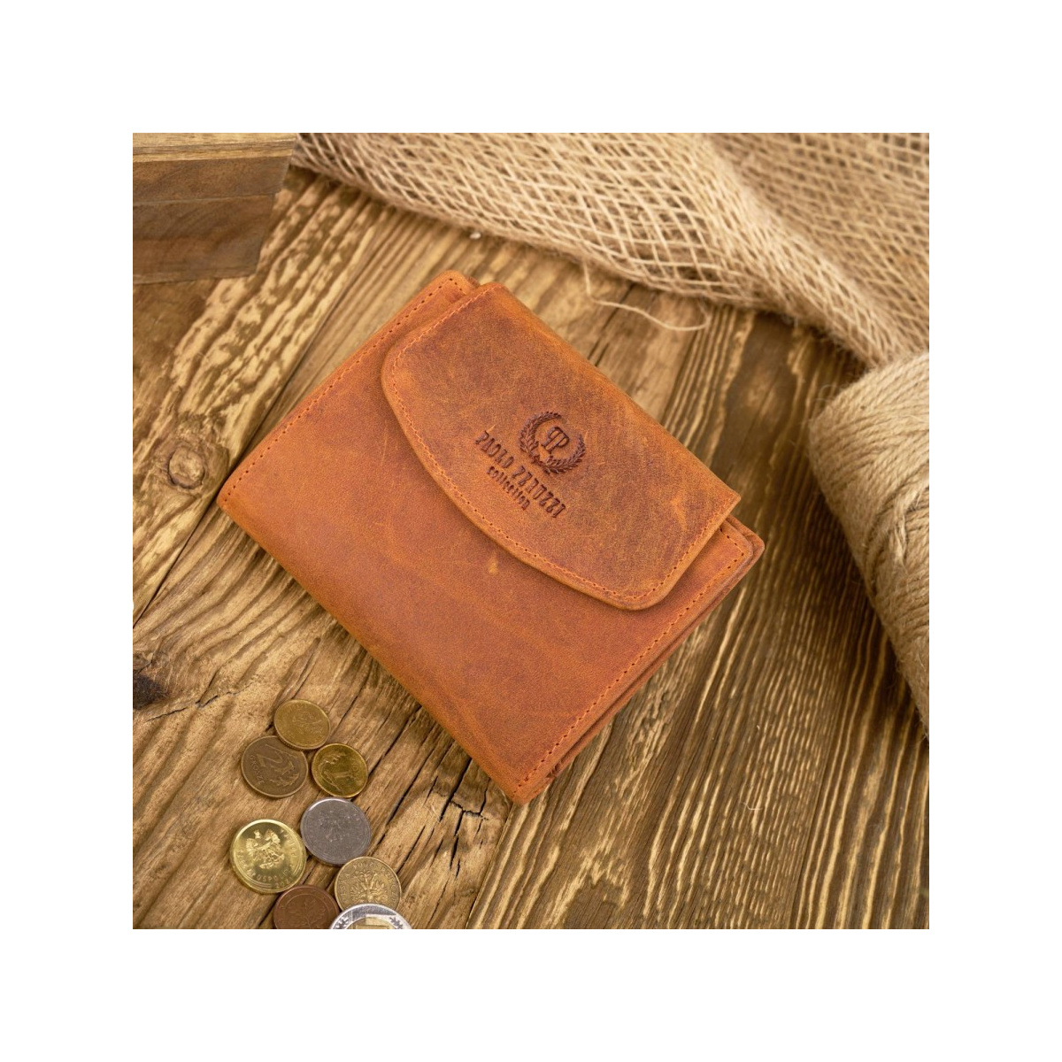 Vintage oranžová kožená dámska peňaženka Peruzzi