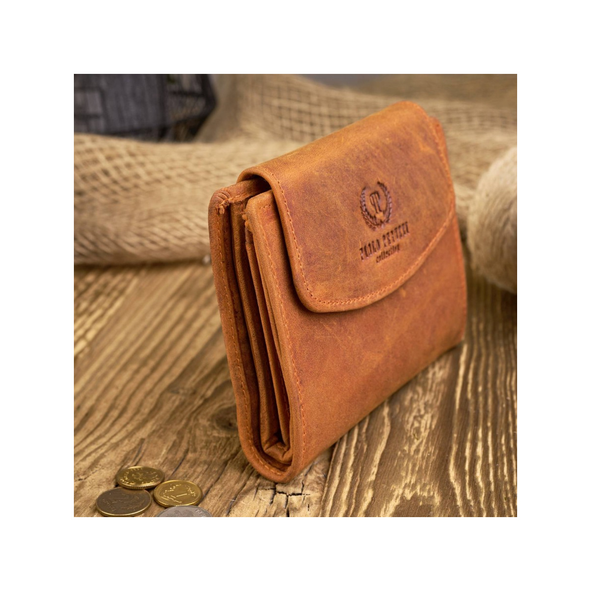 Vintage oranžová kožená dámska peňaženka Peruzzi