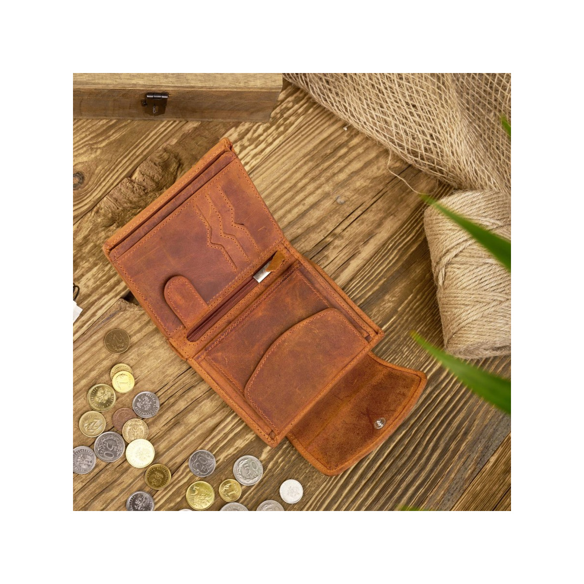 Vintage oranžová kožená dámska peňaženka Peruzzi