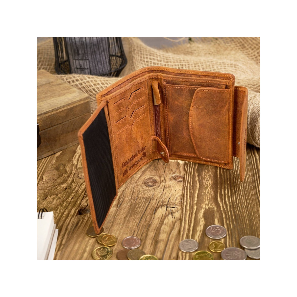 Vintage oranžová kožená dámska peňaženka Peruzzi