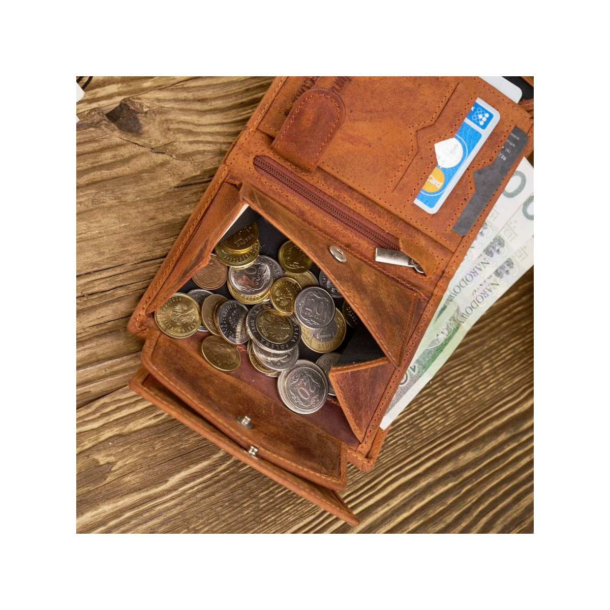 Vintage oranžová kožená dámska peňaženka Peruzzi