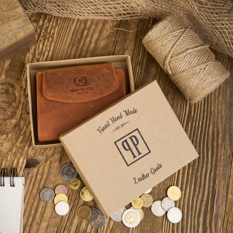 Vintage oranžová kožená dámska peňaženka Peruzzi