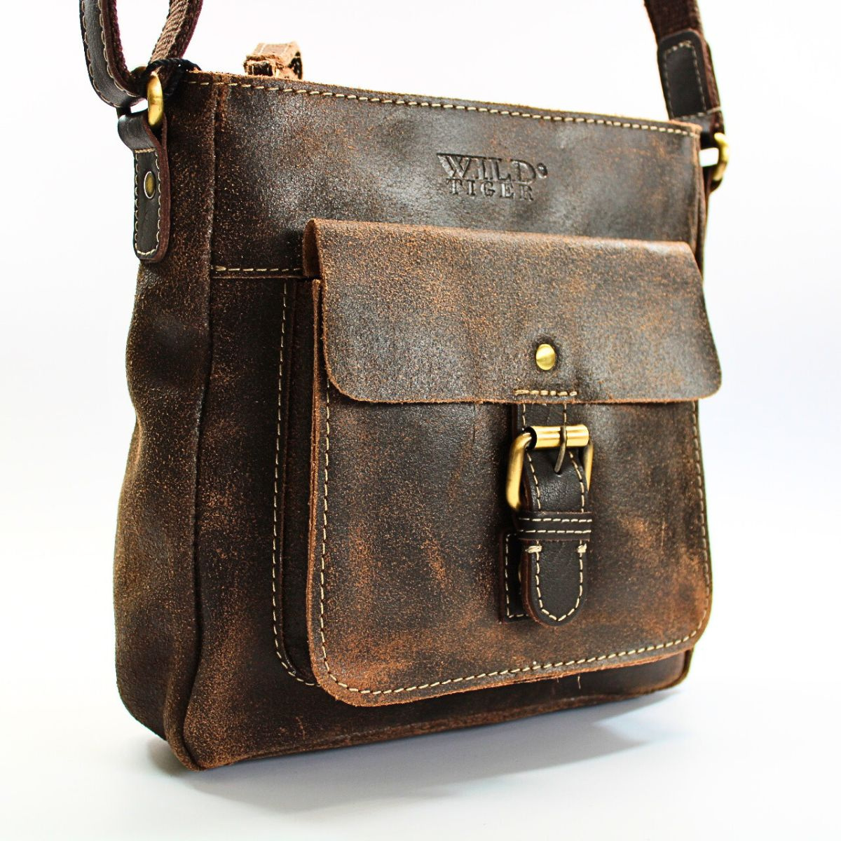 Kožená pánska hnedá crossbody taška FOREST