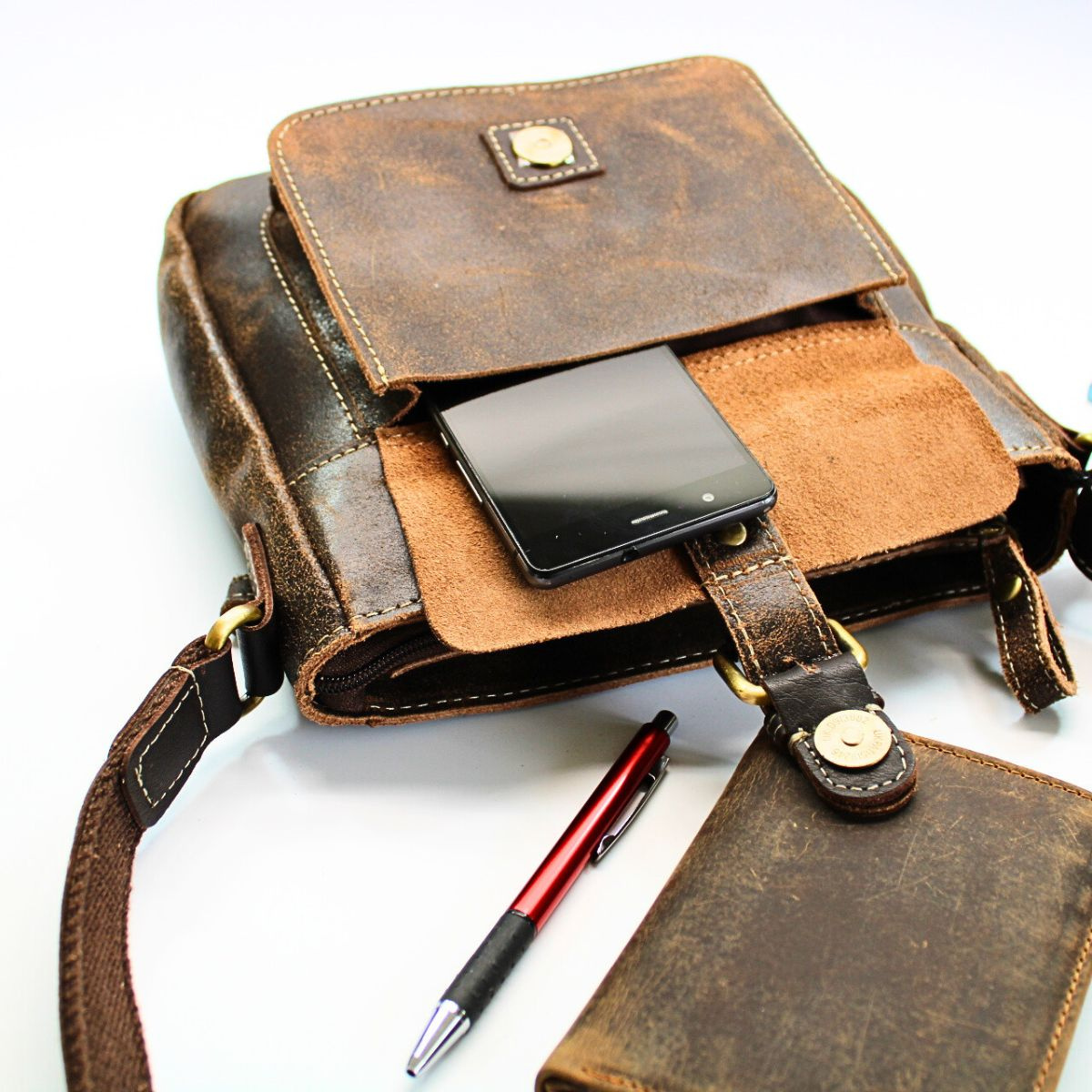 Kožená pánska hnedá crossbody taška FOREST