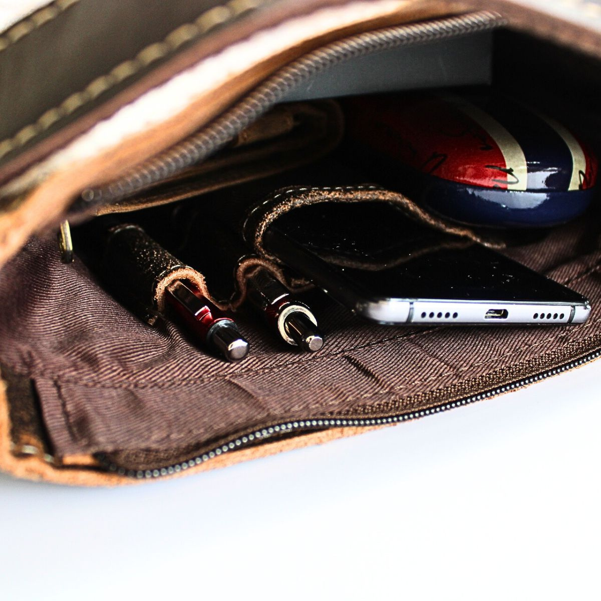 Kožená pánska hnedá crossbody taška FOREST