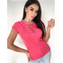 Dámske malinové (ružové) vrúbkované tričko so šnurovaním