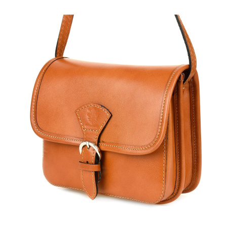 Kožená dámska camel crossbody kabelka GEMMA