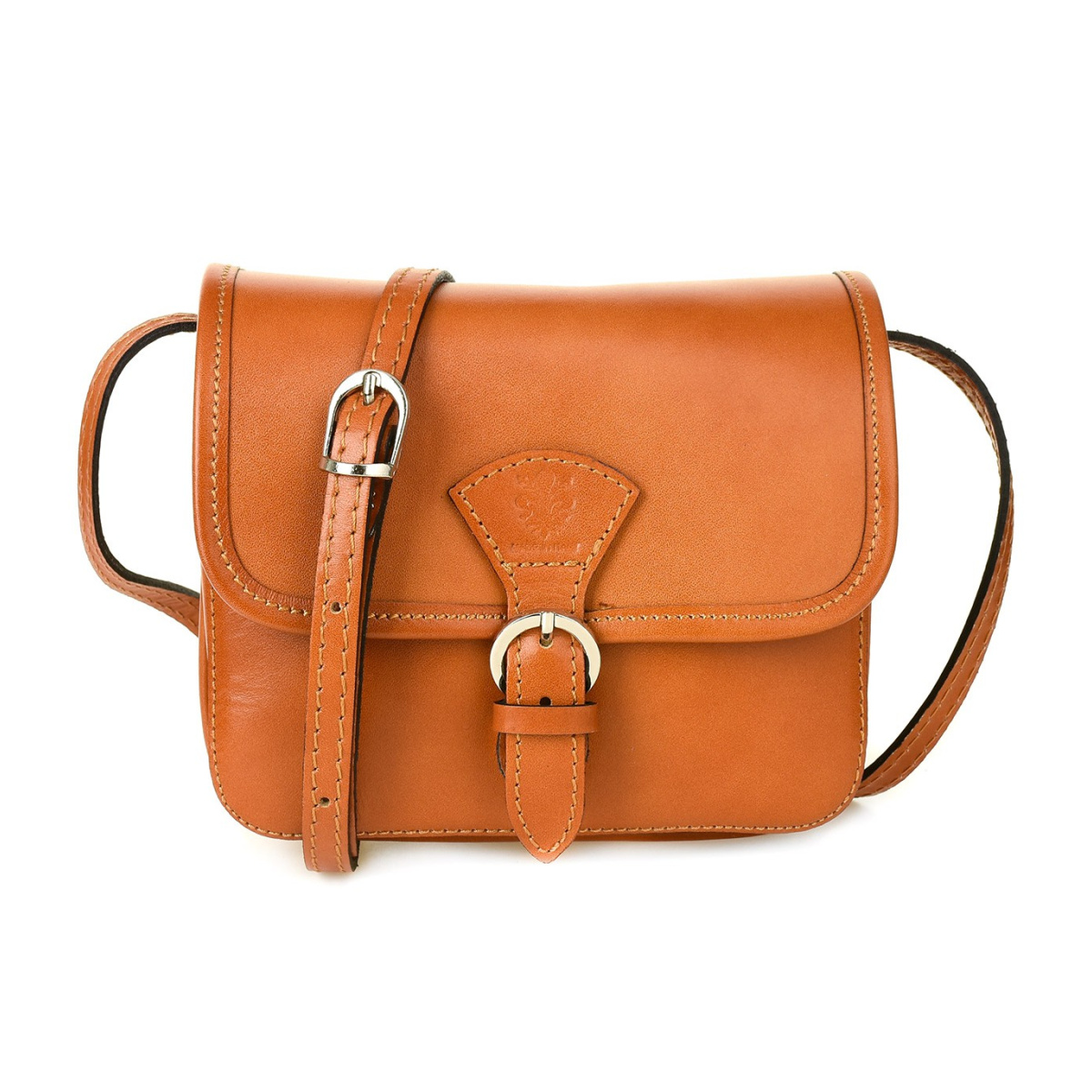 Kožená dámska camel crossbody kabelka GEMMA