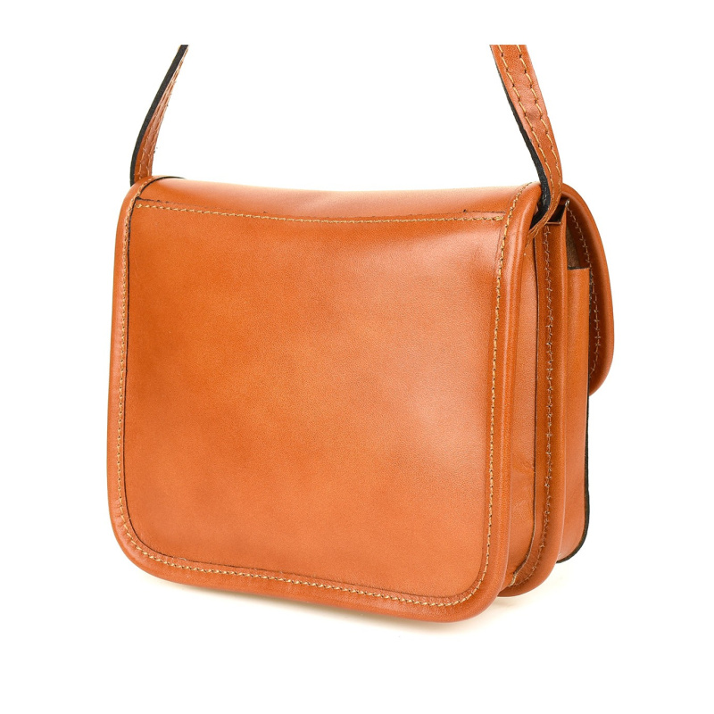 Kožená dámska camel crossbody kabelka GEMMA