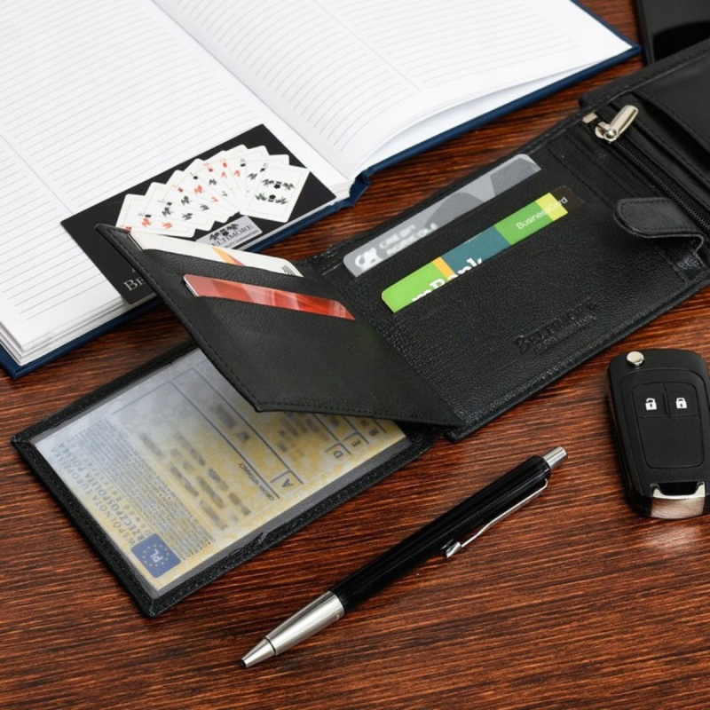 Pánska kožená peňaženka - čierna