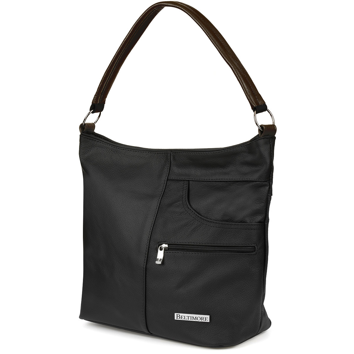 Kožená dámska čierna kabelka na rameno Beltimore PREMIUM