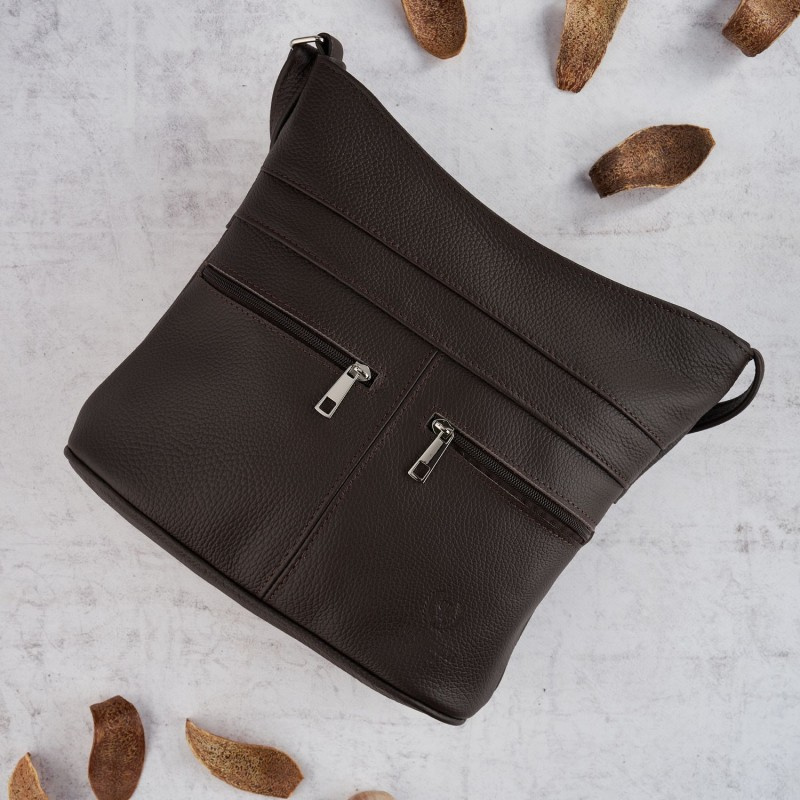 Kožená dámska hnedá crossbody kabelka PALOMA