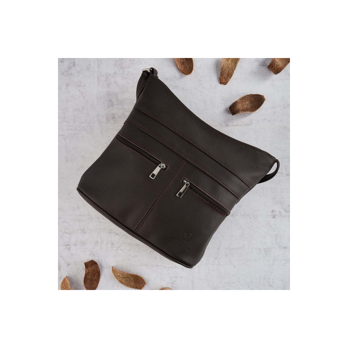 Kožená dámska hnedá crossbody kabelka PALOMA