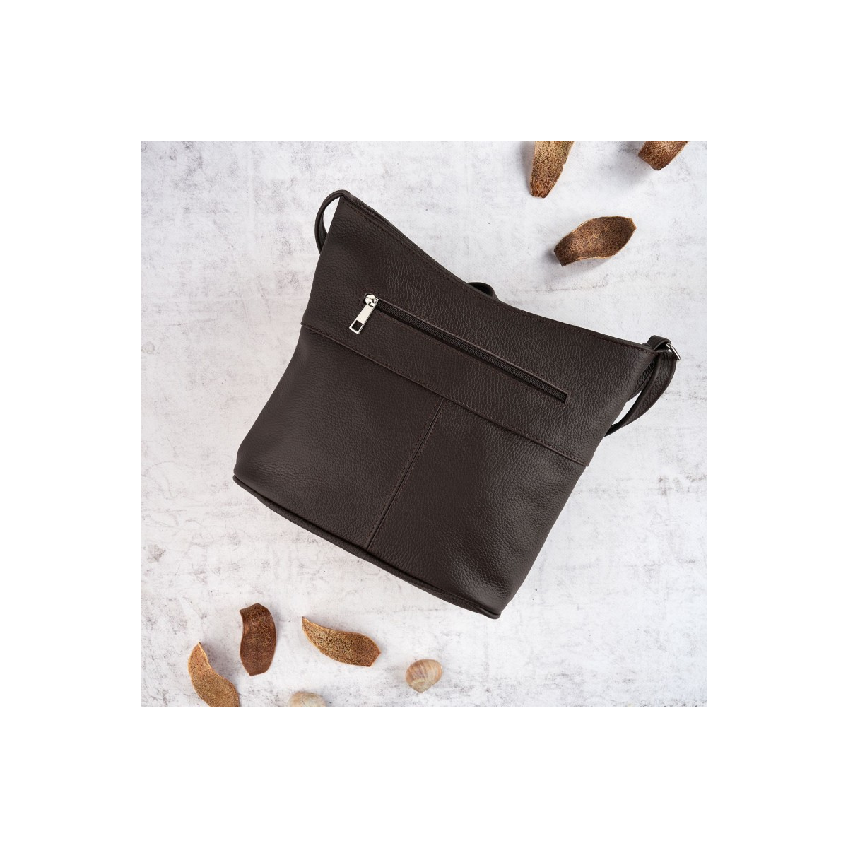 Kožená dámska hnedá crossbody kabelka PALOMA