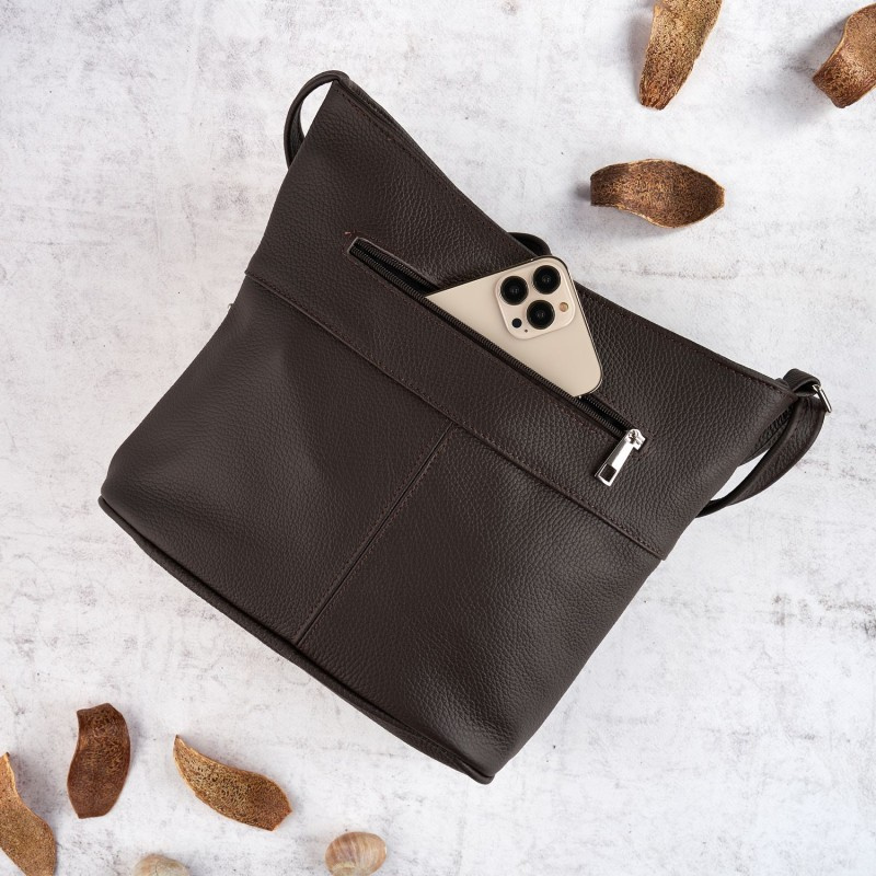 Kožená dámska hnedá crossbody kabelka PALOMA