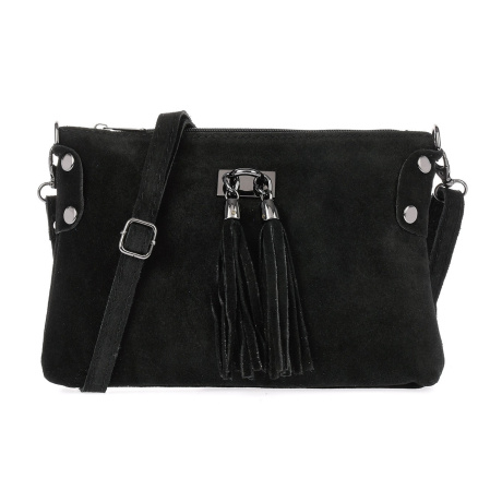 Dámska kožená semišová čierna kabelka Borse in pelle "ZORA"