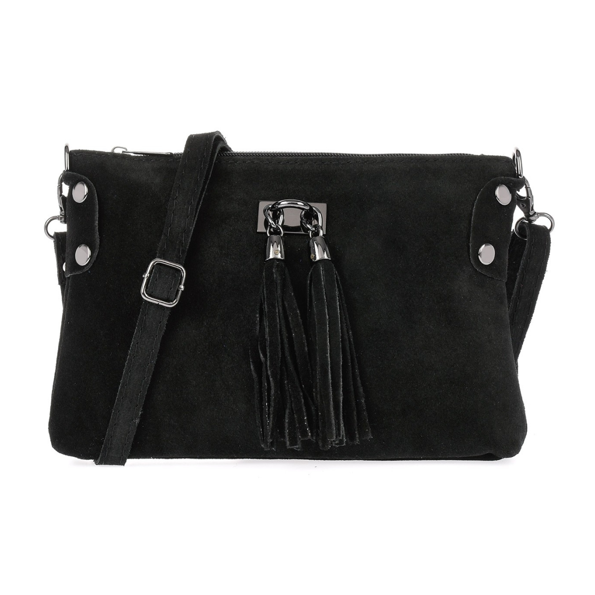 Dámska kožená semišová čierna kabelka Borse in pelle "ZORA"