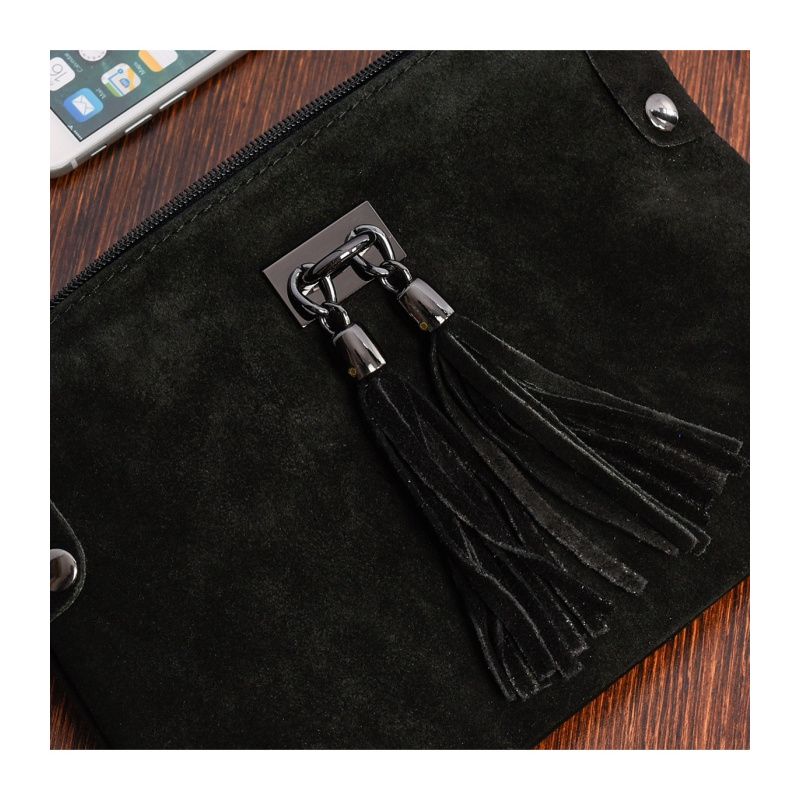 Dámska kožená semišová čierna kabelka Borse in pelle "ZORA"