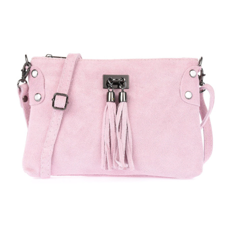 Dámska kožená semišová ružová kabelka Borse in pelle "ZORA"