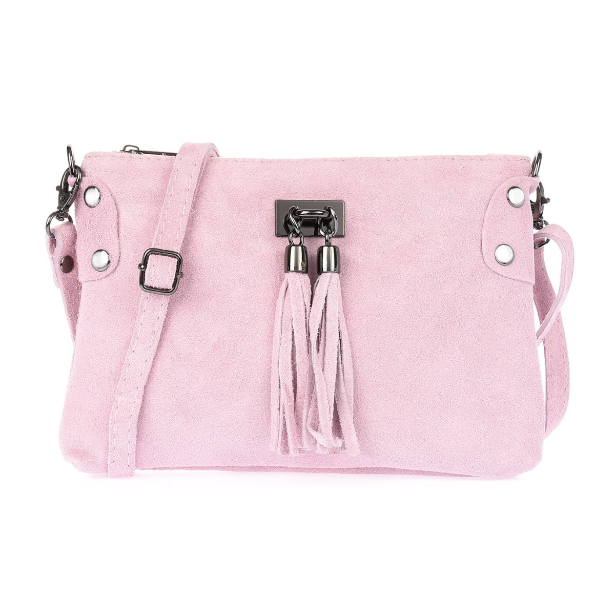 Dámska kožená semišová ružová kabelka Borse in pelle "ZORA"