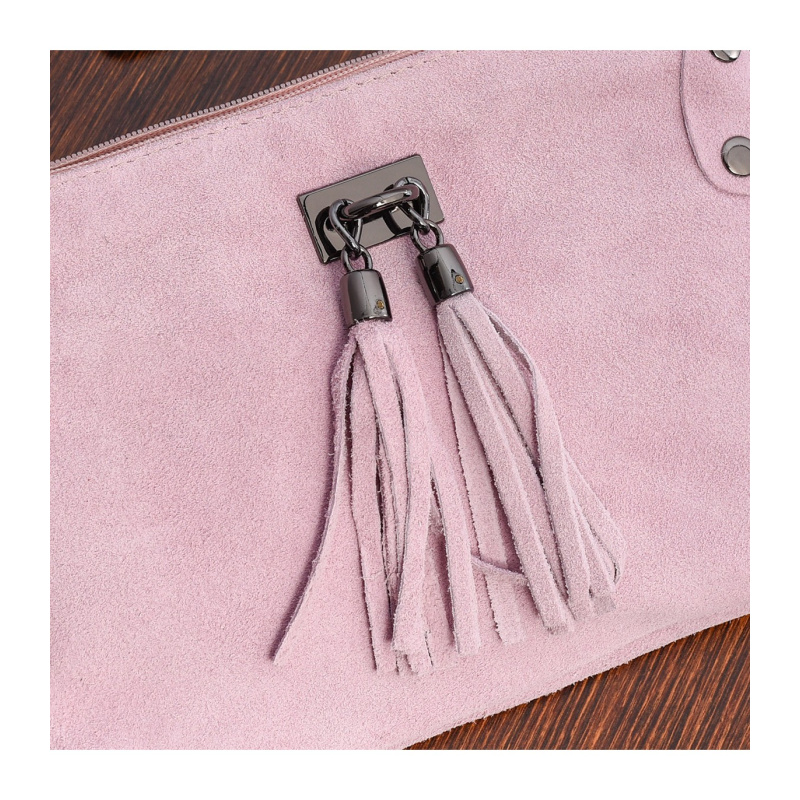 Dámska kožená semišová ružová kabelka Borse in pelle "ZORA"