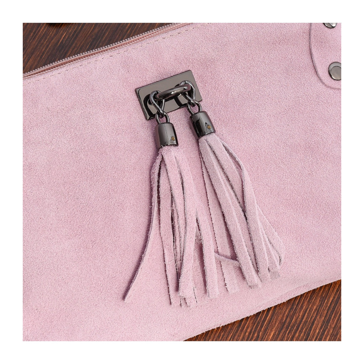 Dámska kožená semišová ružová kabelka Borse in pelle "ZORA"