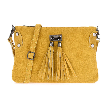 Dámska kožená semišová horčicová kabelka Borse in pelle "ZORA"