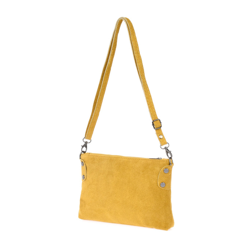 Dámska kožená semišová horčicová kabelka Borse in pelle "ZORA"