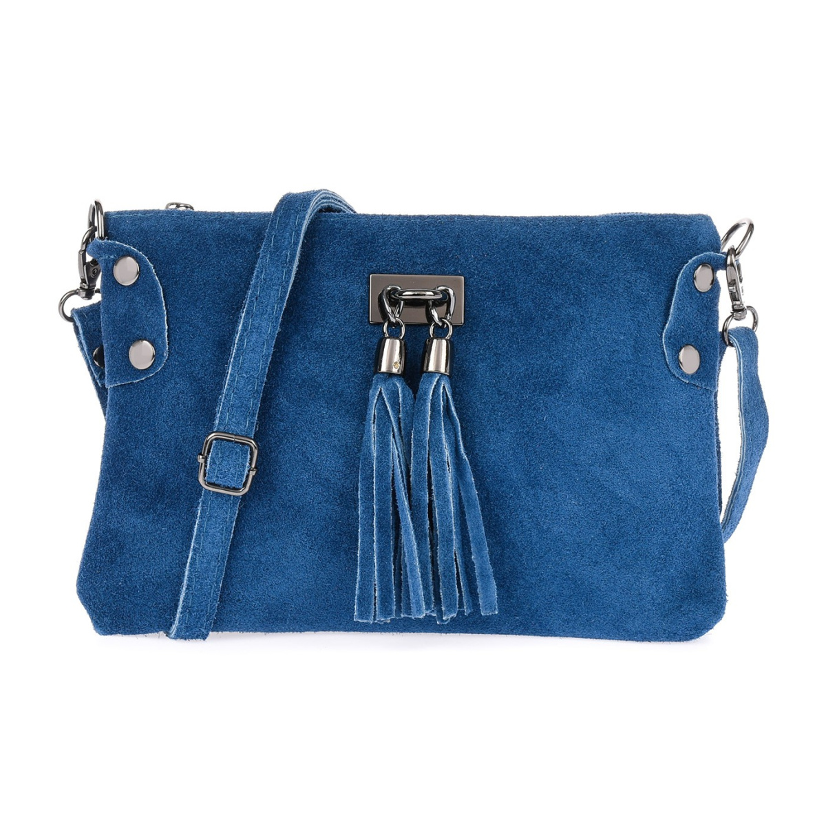 Dámska kožená semišová modrá kabelka Borse in pelle "ZORA"