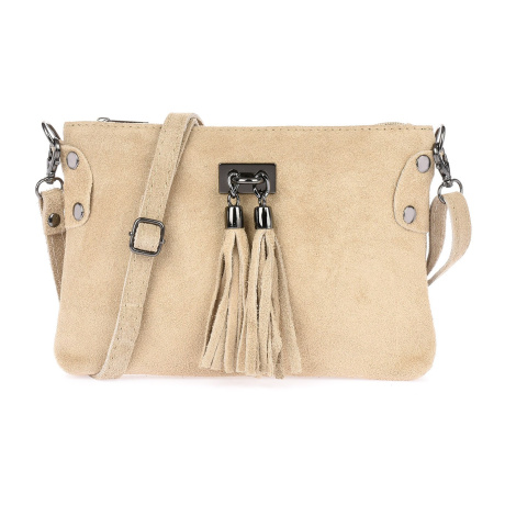 Dámska kožená semišová béžová kabelka Borse in pelle "ZORA"