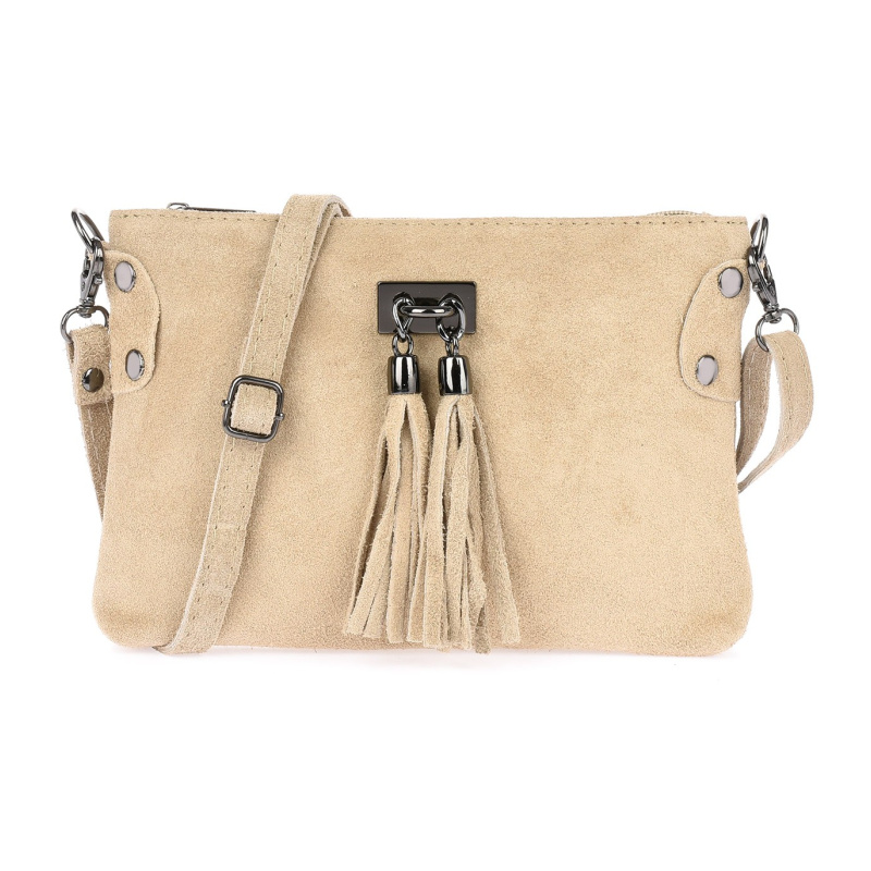 Dámska kožená semišová béžová kabelka Borse in pelle "ZORA"