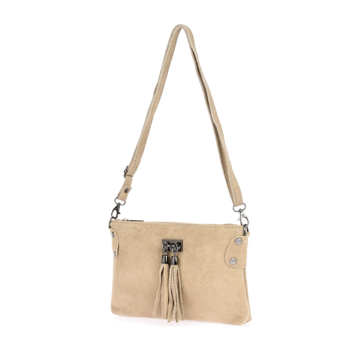 Dámska kožená semišová béžová kabelka Borse in pelle "ZORA"