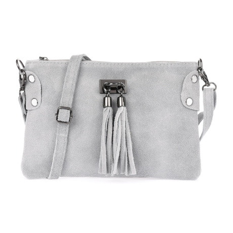 Dámska kožená semišová svetlošedá kabelka Borse in pelle "ZORA"