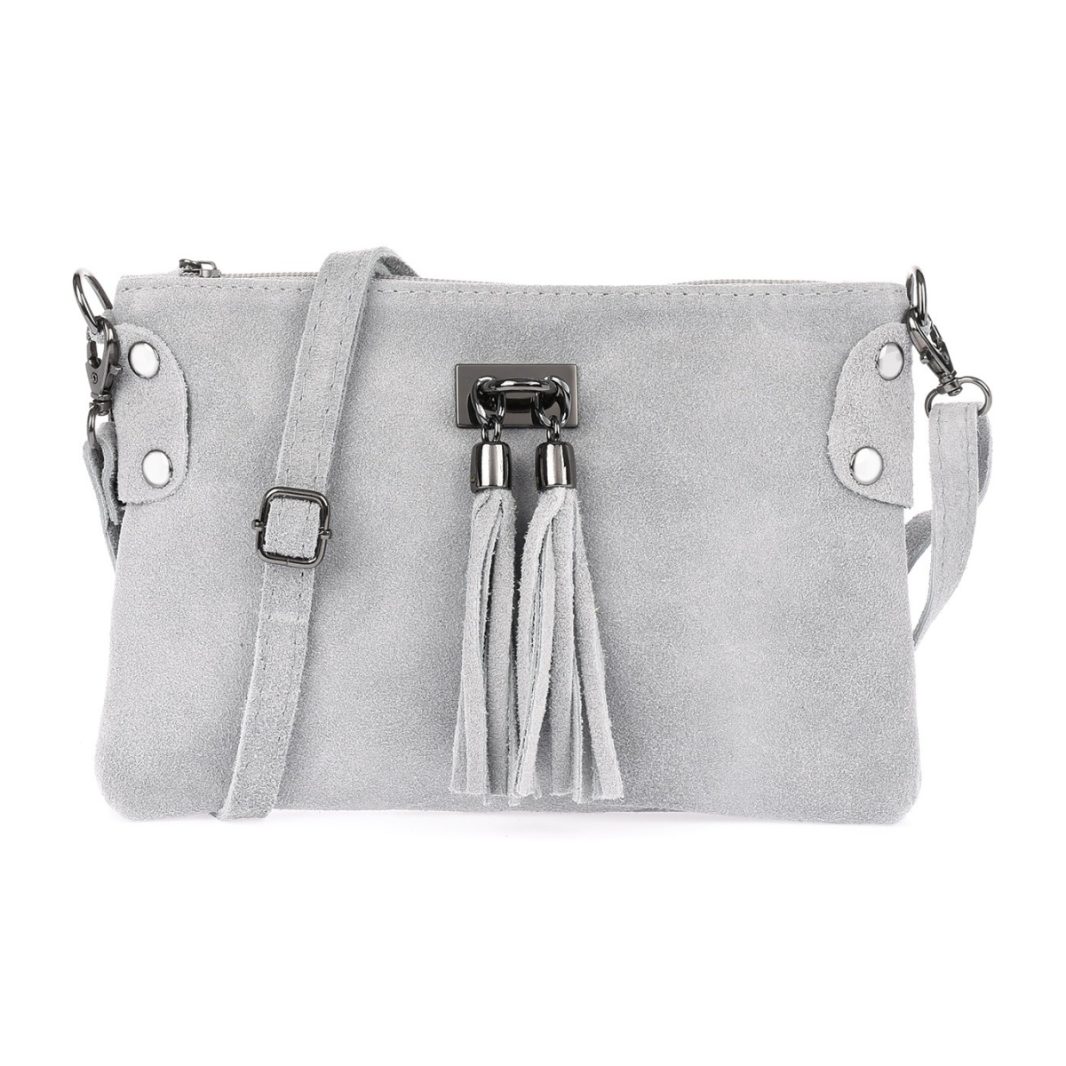 Dámska kožená semišová svetlošedá kabelka Borse in pelle "ZORA"