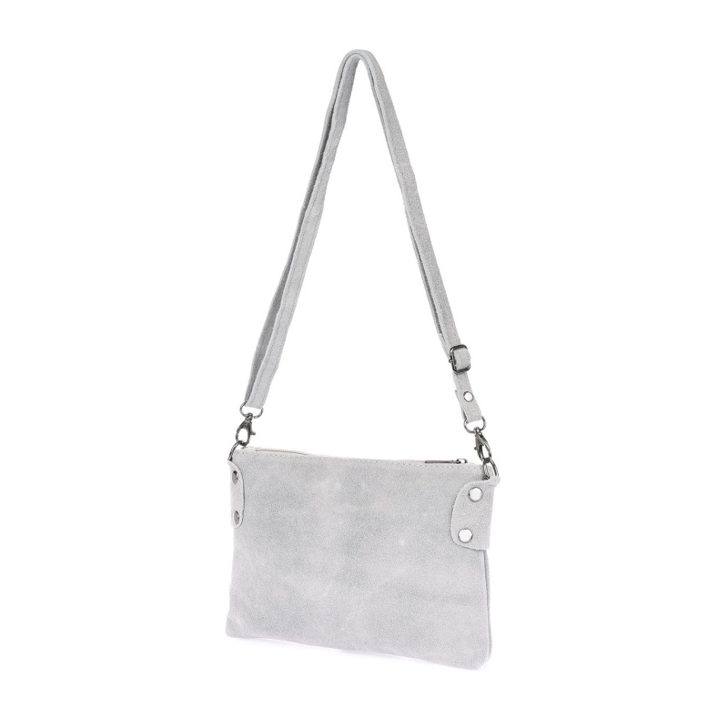 Dámska kožená semišová svetlošedá kabelka Borse in pelle "ZORA"