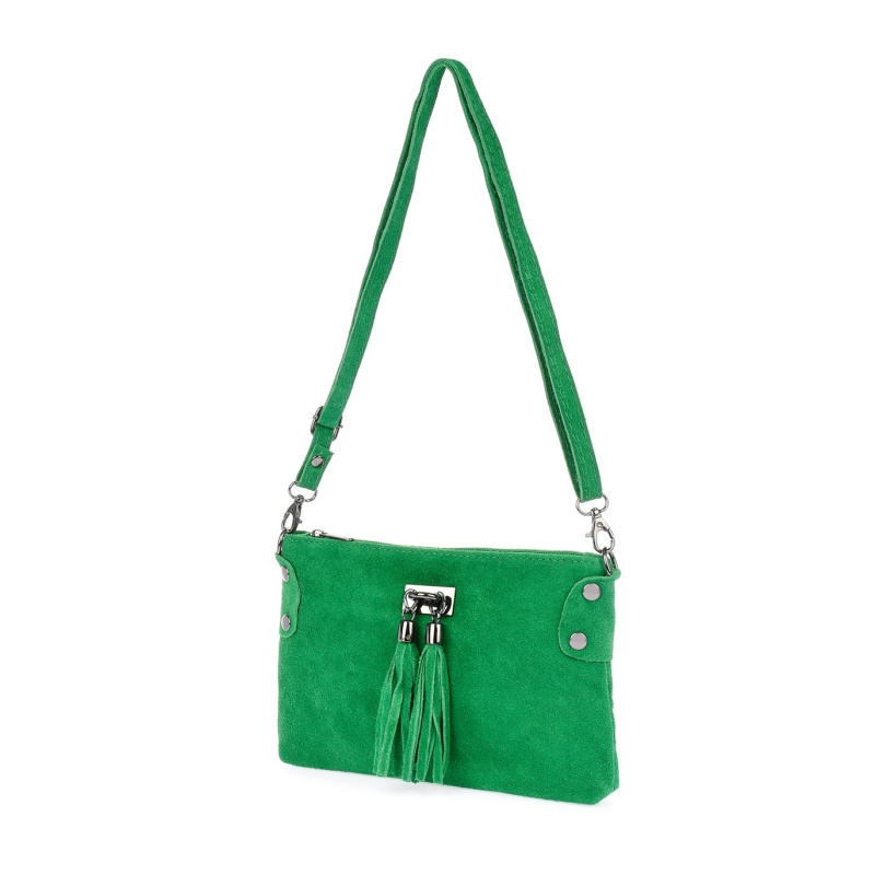 Dámska kožená semišová zelená kabelka Borse in pelle "ZORA"