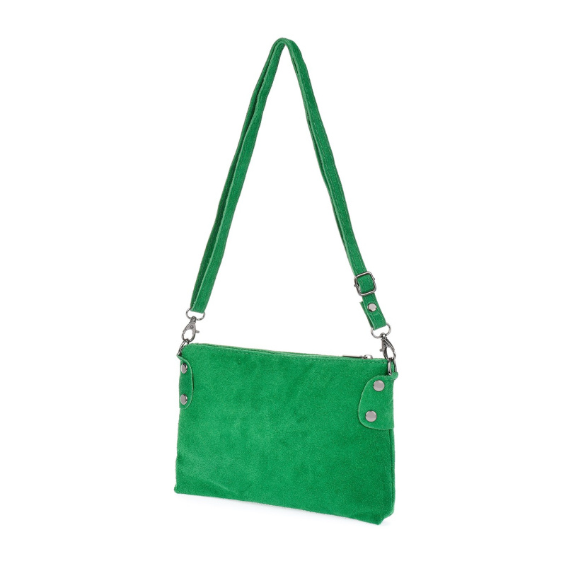 Dámska kožená semišová zelená kabelka Borse in pelle "ZORA"