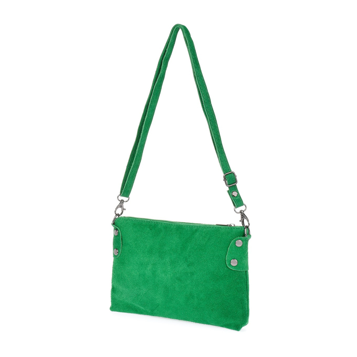 Dámska kožená semišová zelená kabelka Borse in pelle "ZORA"