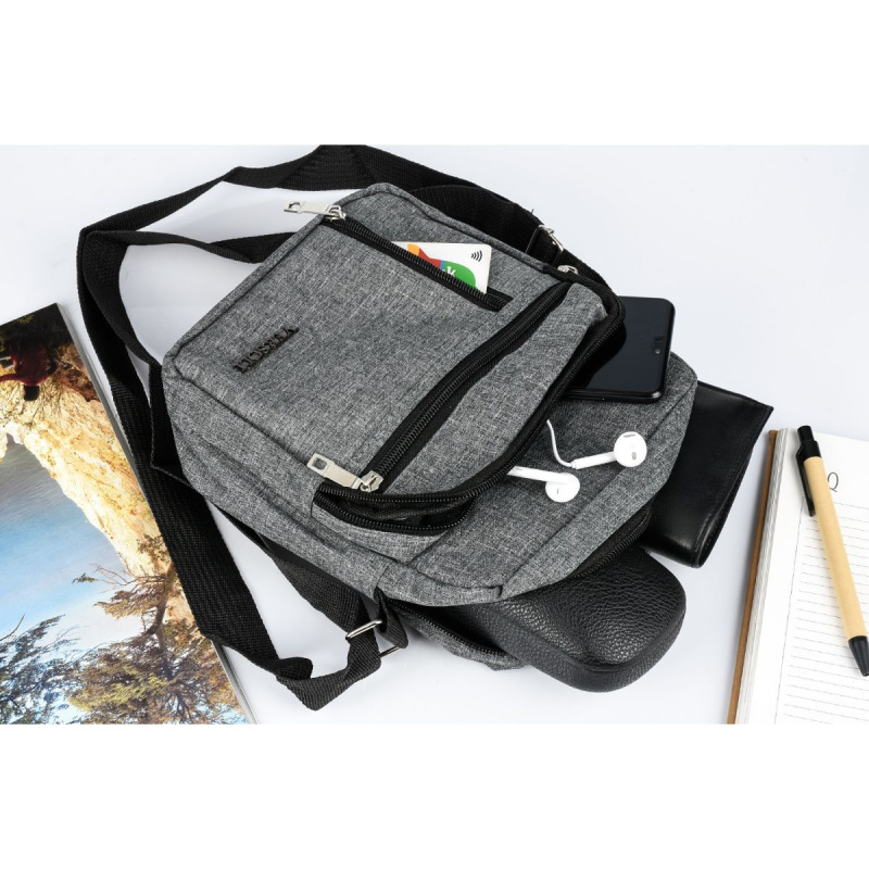 Pánska šedá crossbody taška Versoli "ALVARO" so zapínaním na zips