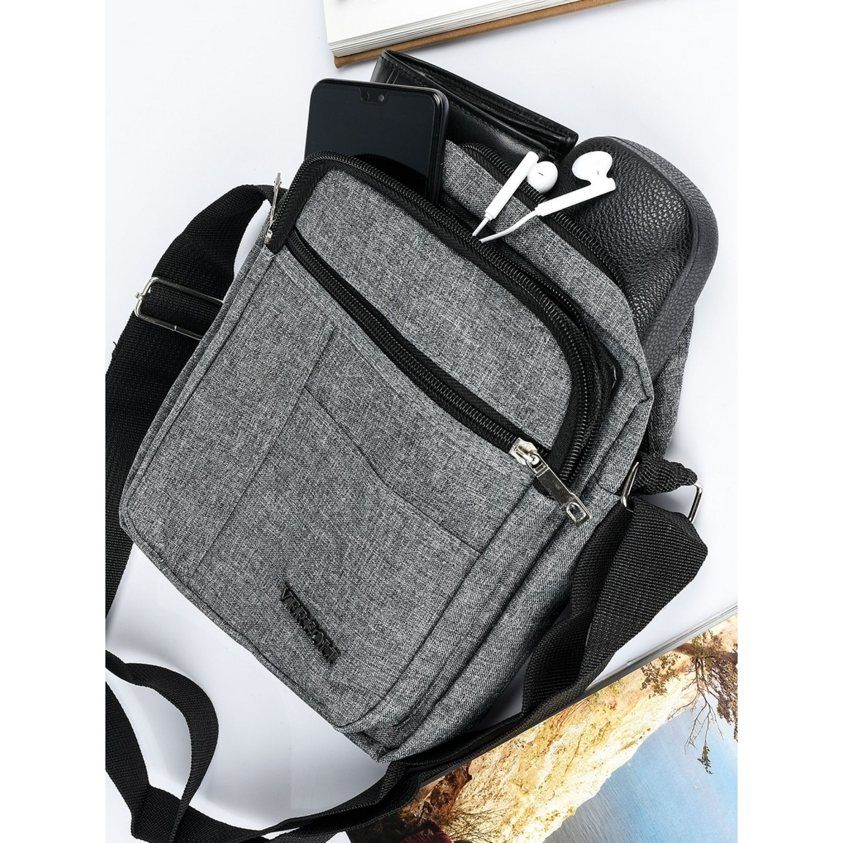 Šedá pánska crossbody taška Versoli