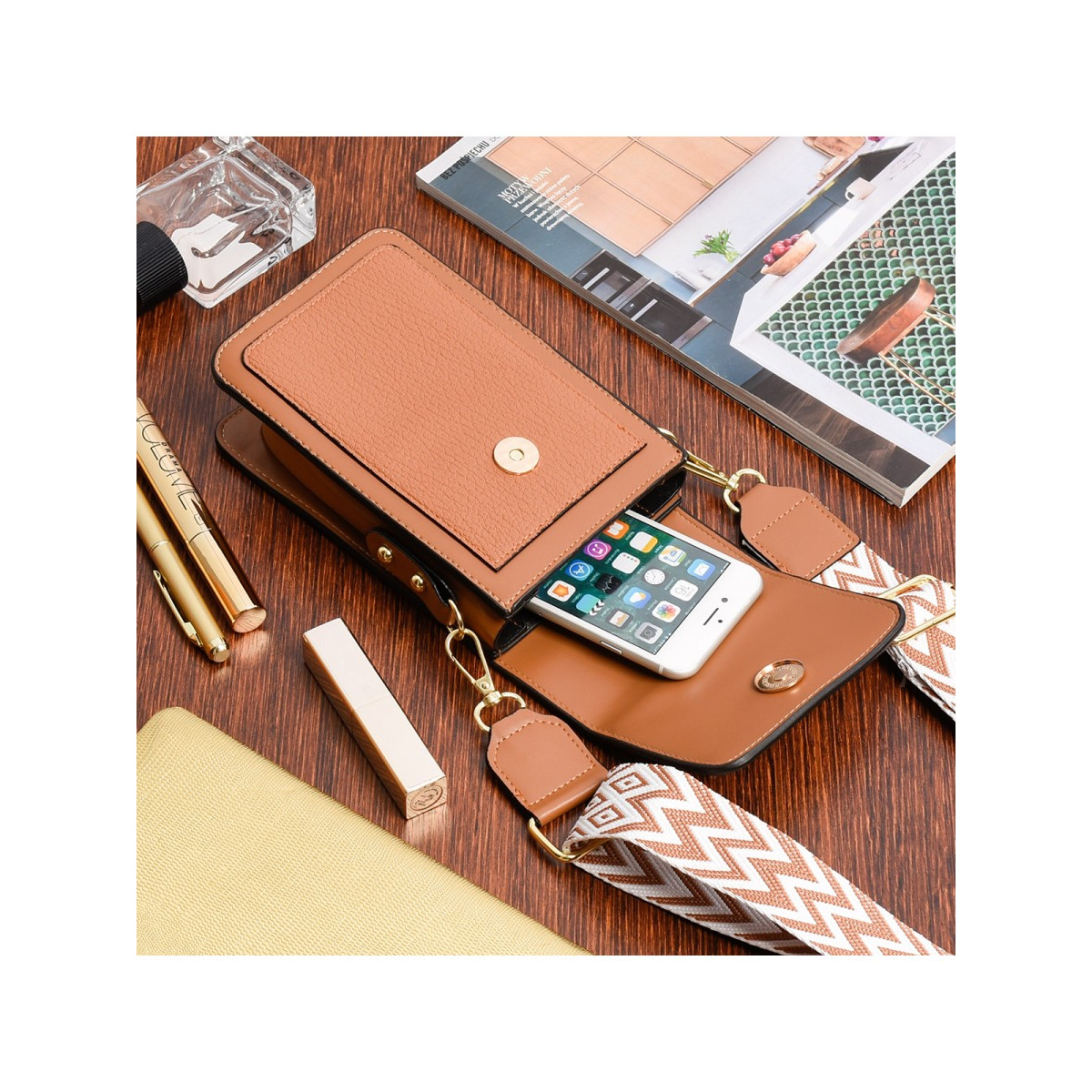 Kabelka na mobil hnedá Versoli "BEATRIX"