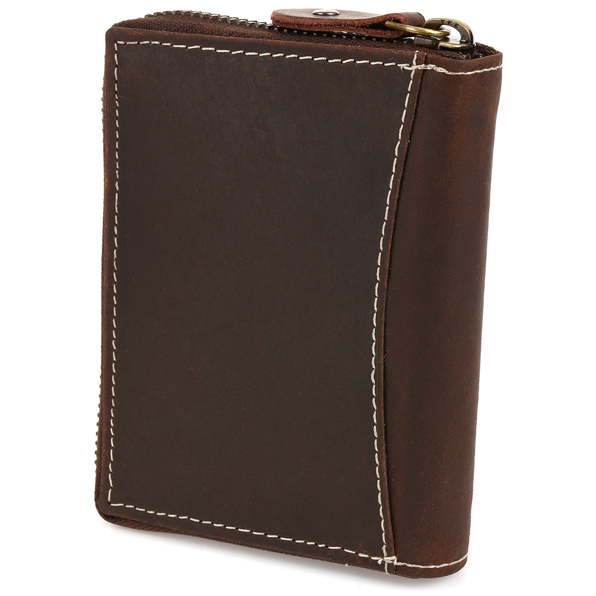 Pánska kožená tmavohnedá peňaženka na zips ADMES